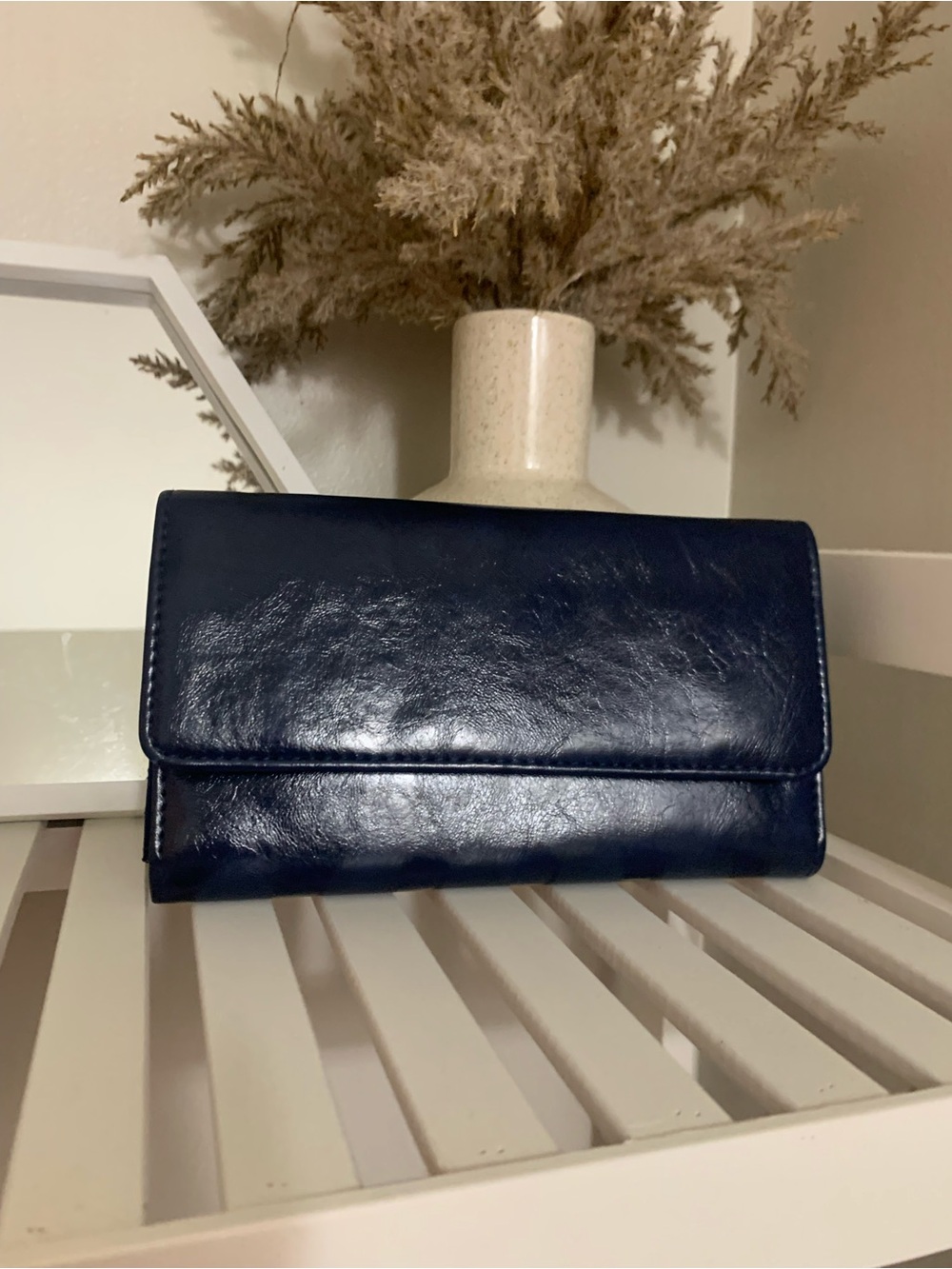 croft & barrow Navy Leather Fold-Over Wallet